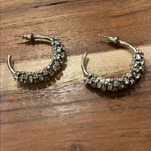 Simply Vera Wang Elegant Silver Rhinestone Hoop Earrings